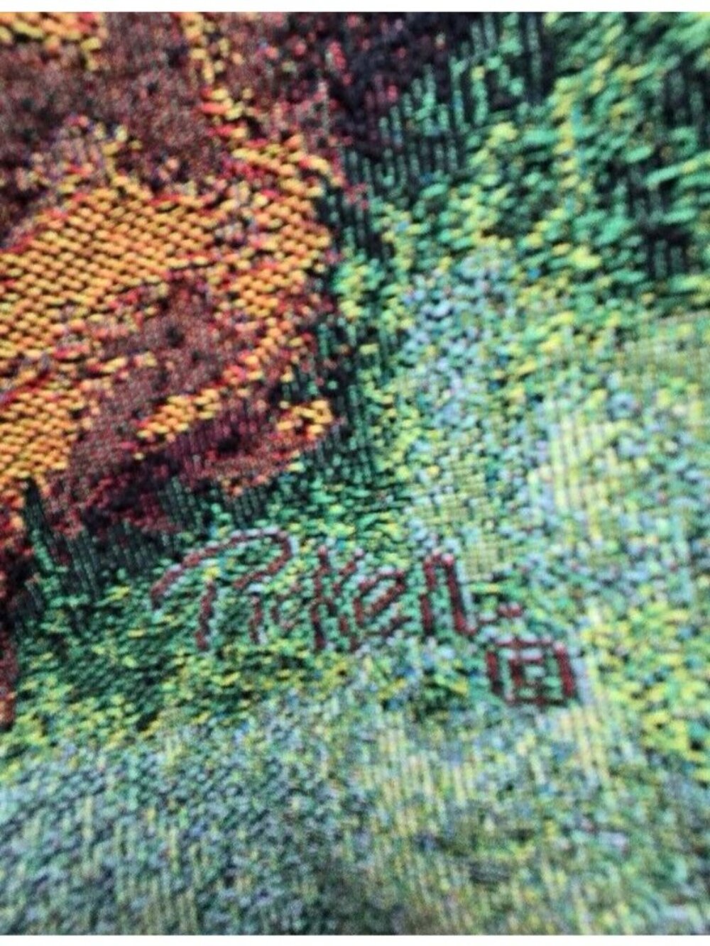 Linda Picken Brown Dachshund Signed Tapestry Tote Green Background - Picture 5 of 5